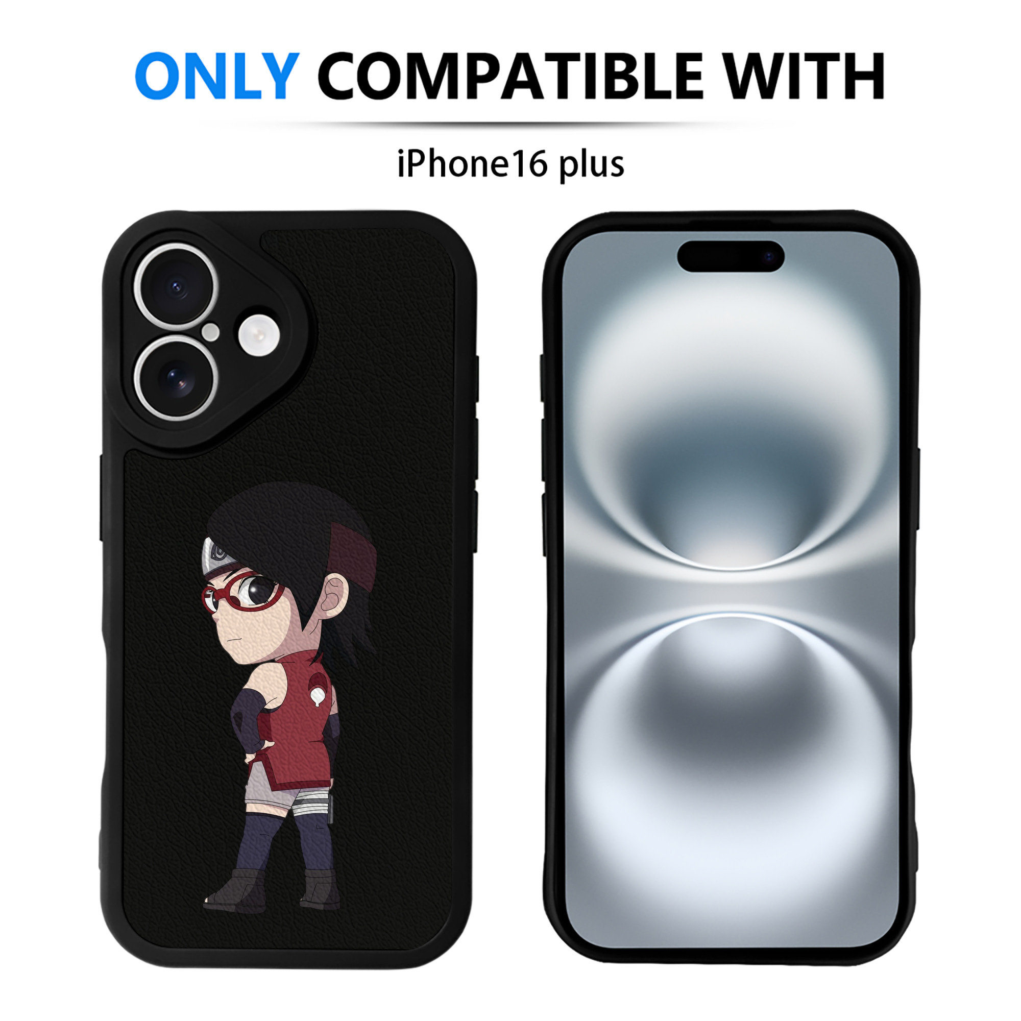 （画像用） NARUTO -ナルト- うちは サラダ Uchiha Sarada 【iPhone 16シリーズ対応】シリコンスマホケース（レザー調） 材質：シリコン
